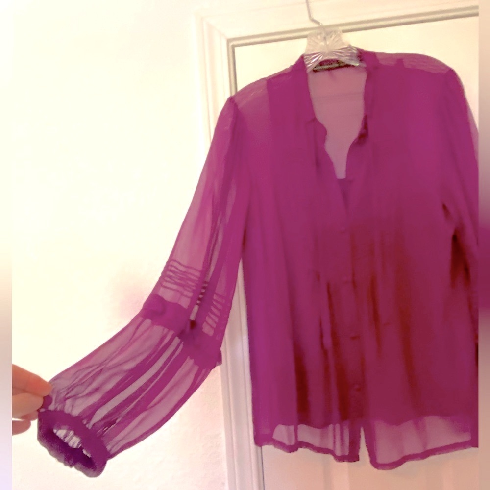 Development By Erica Davies, Sheer Fuscia Silk Bl… - image 1